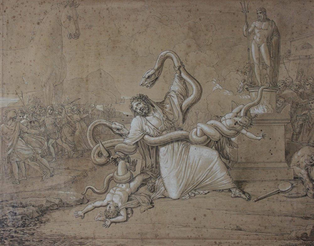 Appraisal: VICENZO CAMUCCINI ITALIAN - LAOCOON Pen and brown ink watercolor