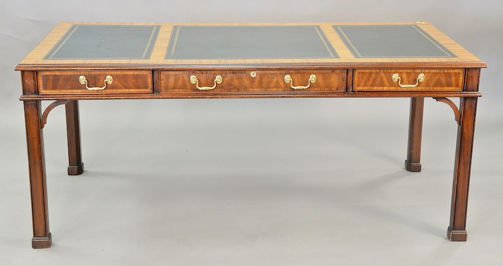 Appraisal: Henkel Harris Moore mahogany writing table with three panel leather