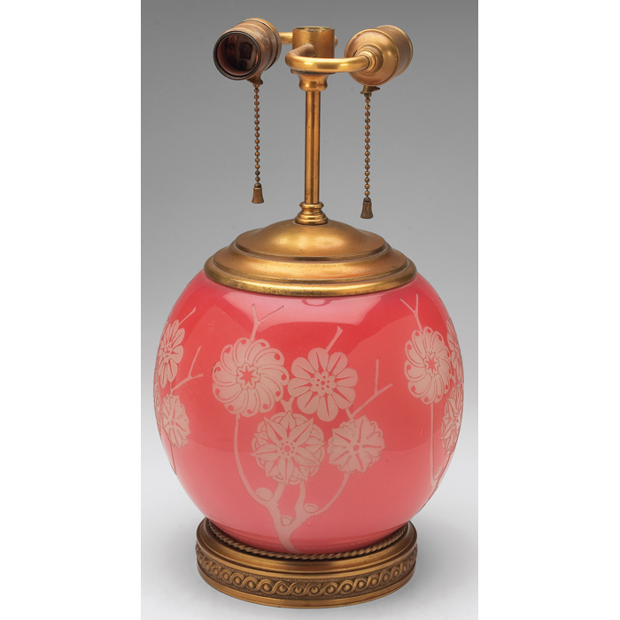 Appraisal: Steuben lamp base round shape in pink cut to white