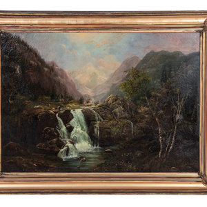 Appraisal: Hudson River School th Century Alpine Landscape oil on canvas