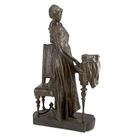 Appraisal: Bronze Figure of a Woman Playing a Pianoforte Estimate -