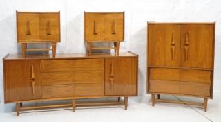 Appraisal: pc Mid Century Bedroom Set Walnut Cabinets wit pc Mid