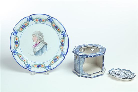 Appraisal: THREE PIECES OF DELFT European th- th century tin glazed