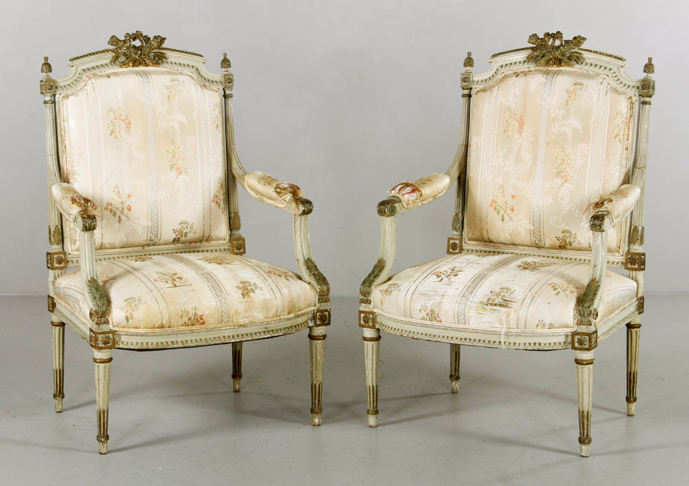 Appraisal: - Pr French Louis XV Chairs Pair of French Louis