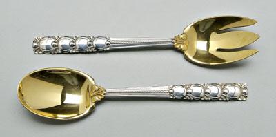 Appraisal: Tiffany sterling salad set Tomato pattern with gilt bowls marks