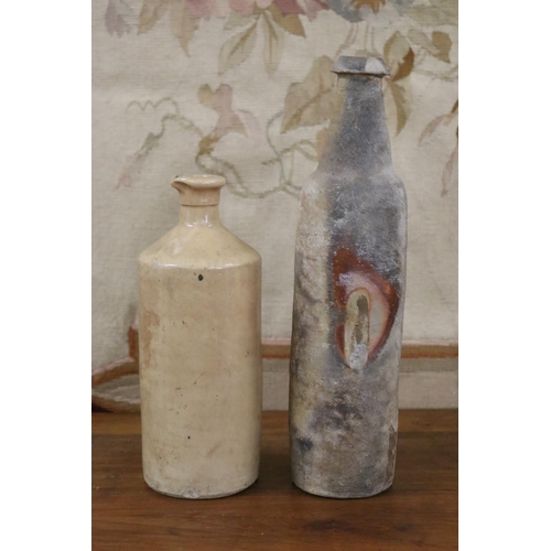 Appraisal: Two French glazed stoneware bottles approx cm H cm H