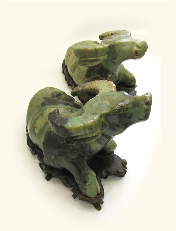 Appraisal: Two massive Chinese carvings of water buffalo