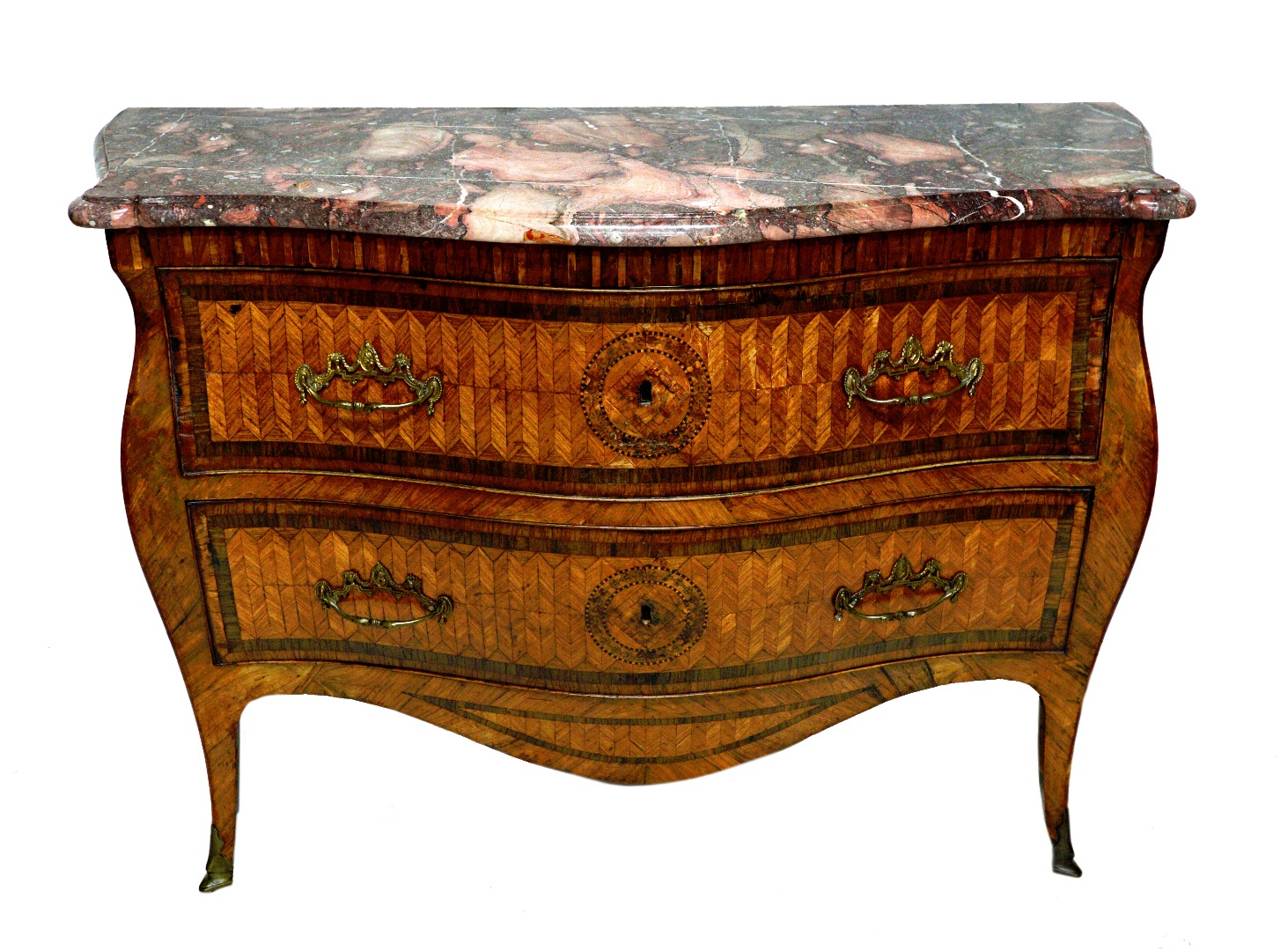 Appraisal: A mid th century Italian commode the serpentine veined pink