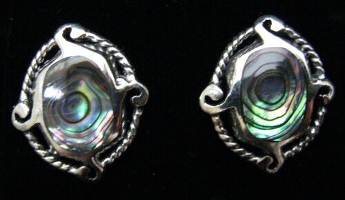 Appraisal: ABALONE MOTHER OF PEARL STERLING SILVER EARRINGS