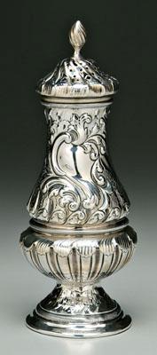 Appraisal: English silver caster urn form with swirl body and dome