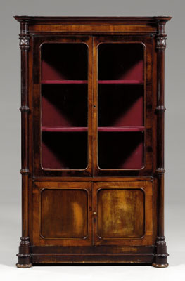 Appraisal: Classical mahogany vitrine cabinet single-case construction two glazed doors over