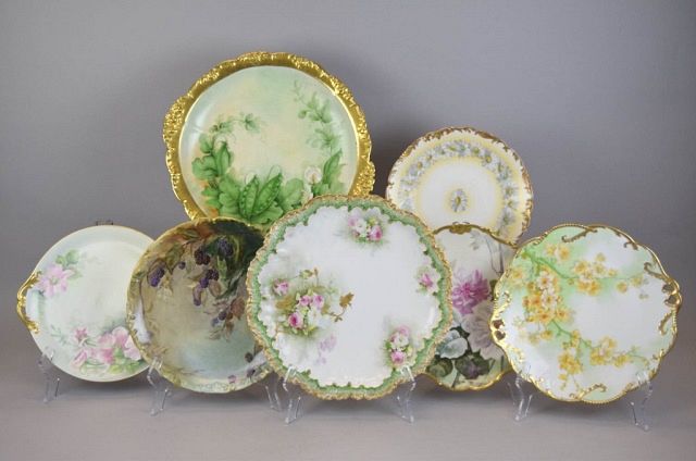 Appraisal: Grouping of Limoges Plates Platters pieces of hand painted Limoges