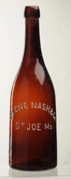 Appraisal: Keene Nash Co Large Embossed Beer Bottle This early brown