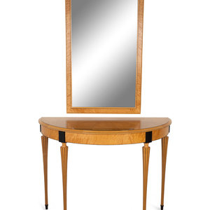 Appraisal: A Modern Neoclassical Style Ebony Inlaid Maple Console Table and