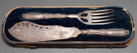 Appraisal: American engraved silver fish serving set Albert Coles Co New