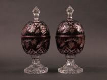 Appraisal: Magda Nemeth Cut Glass Eggs C th Century Pair of