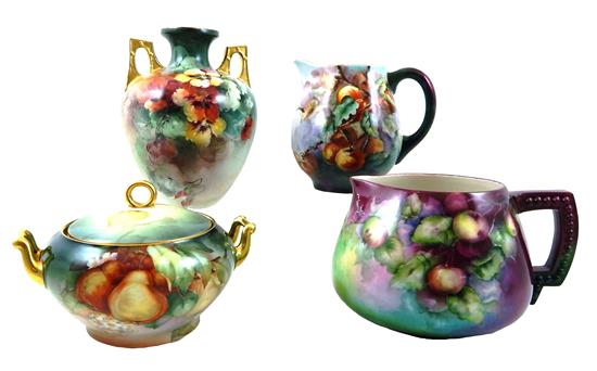 Appraisal: Four pieces of hand-painted porcelain Oscar Edgar Gutherz Austria Royal