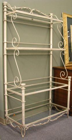 Appraisal: Contemporary Bakers Rack with Glass Shelves '' tall '' wide