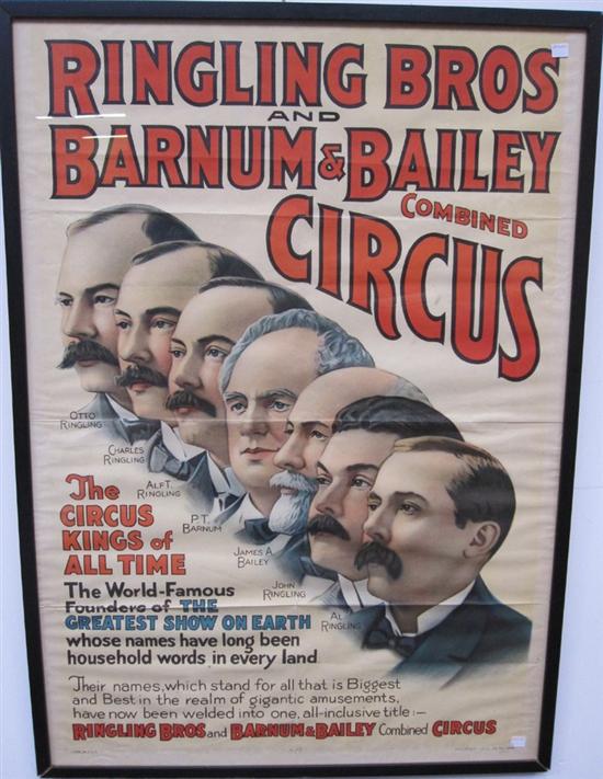 Appraisal: RINGLING BROS AND BARNUM BAILEY COMBINED CIRCUS-POSTER Dated in pencil