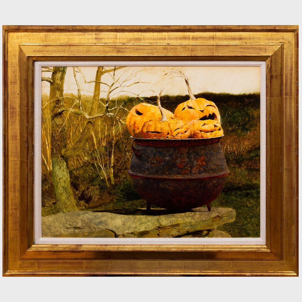 Appraisal: Jamie Wyeth b After Halloween Mixed media on paper mounted