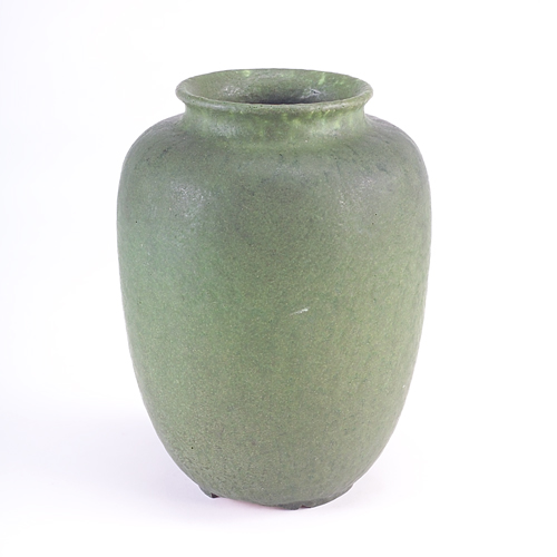 Appraisal: GRUEBY Ovoid vase covered in a frothy matte green glaze