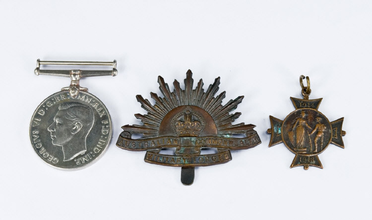 Appraisal: Three Military Items Comprising WW Defence Medal Australian Commonwealth Military