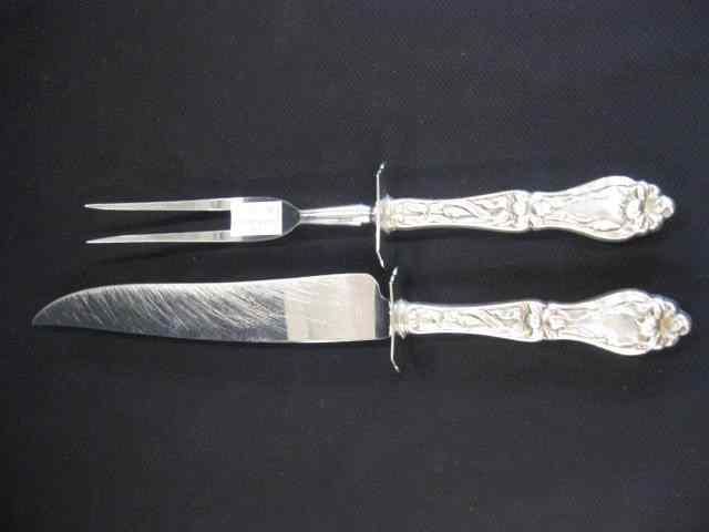 Appraisal: Sterling Silver Roast Size Carving Set ''Lily'' by Frank M