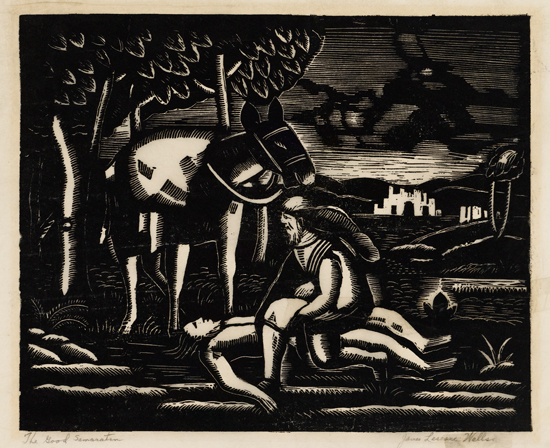 Appraisal: JAMES LESESNE WELLS - The Good Samaritan Linoleum cut on