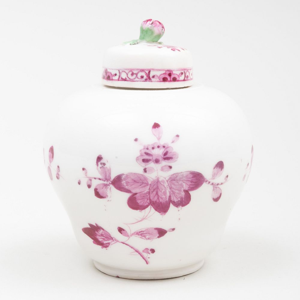 Appraisal: Meissen Marcolini Porcelain Puce Decorated 'Ginger Jar' Tea Caddy Blue