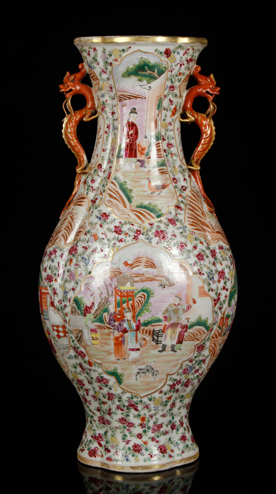 Appraisal: - Chinese Export Vase Porcelain Chinese export vase porcelain with