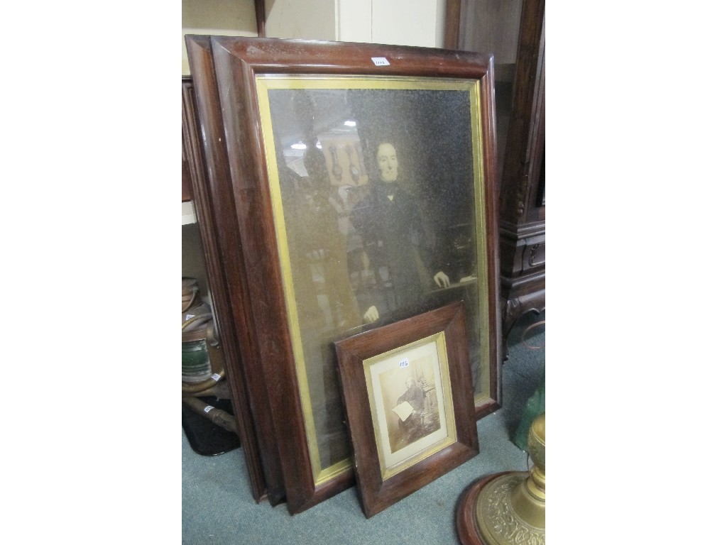 Appraisal: Three Victorian portrait pictures in rosewood frames and another BH