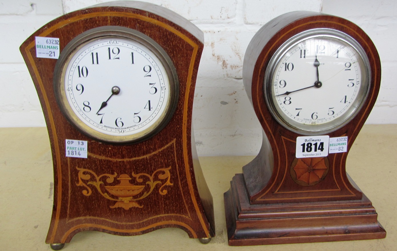 Appraisal: A French mahogany cased eight day balloon mantel clock on