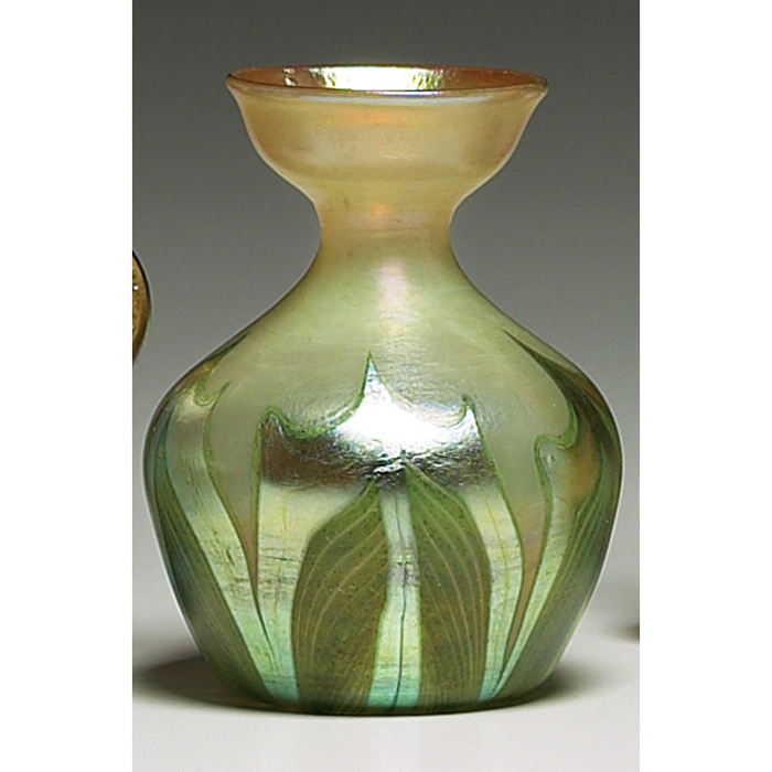 Appraisal: L C Tiffany vase miniature form in favrile glass with