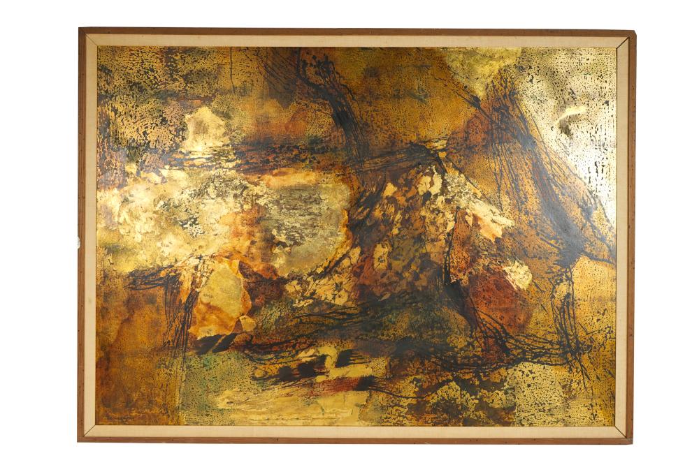 Appraisal: SUEO SERISAWA - DESERT WIND circa oil and gold leaf