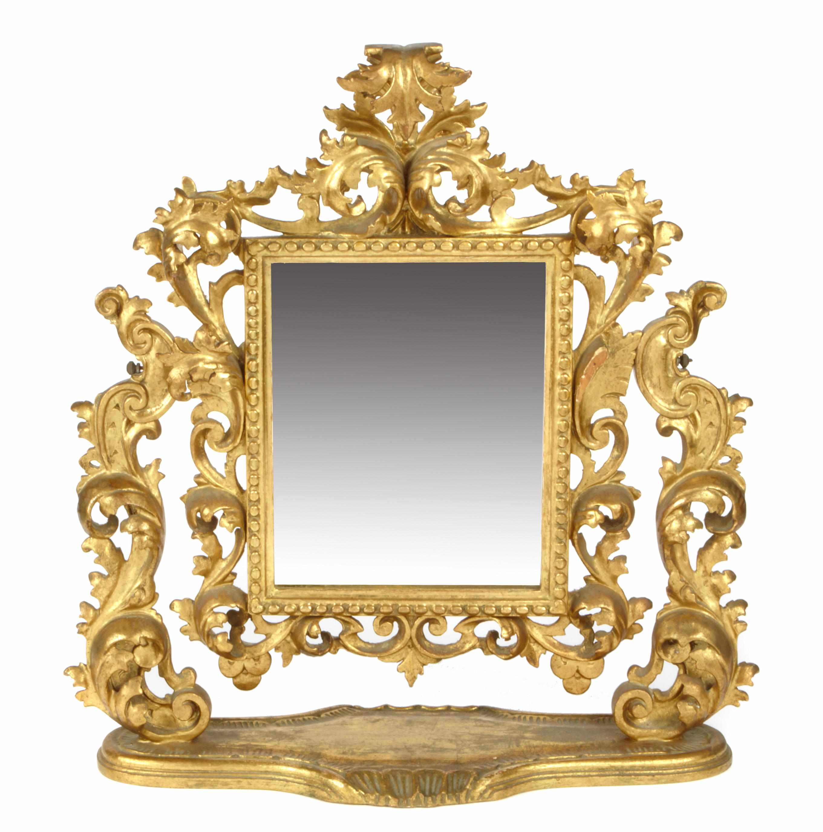 Appraisal: An Italian Rococo style swing frame toilet mirror Together with