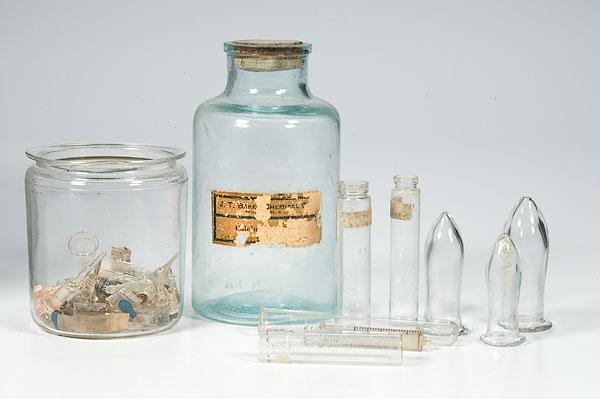 Appraisal: LARGE GROUP OF EARLY GLASS BEAKERS VIALS AND MISCELLANEOUS items