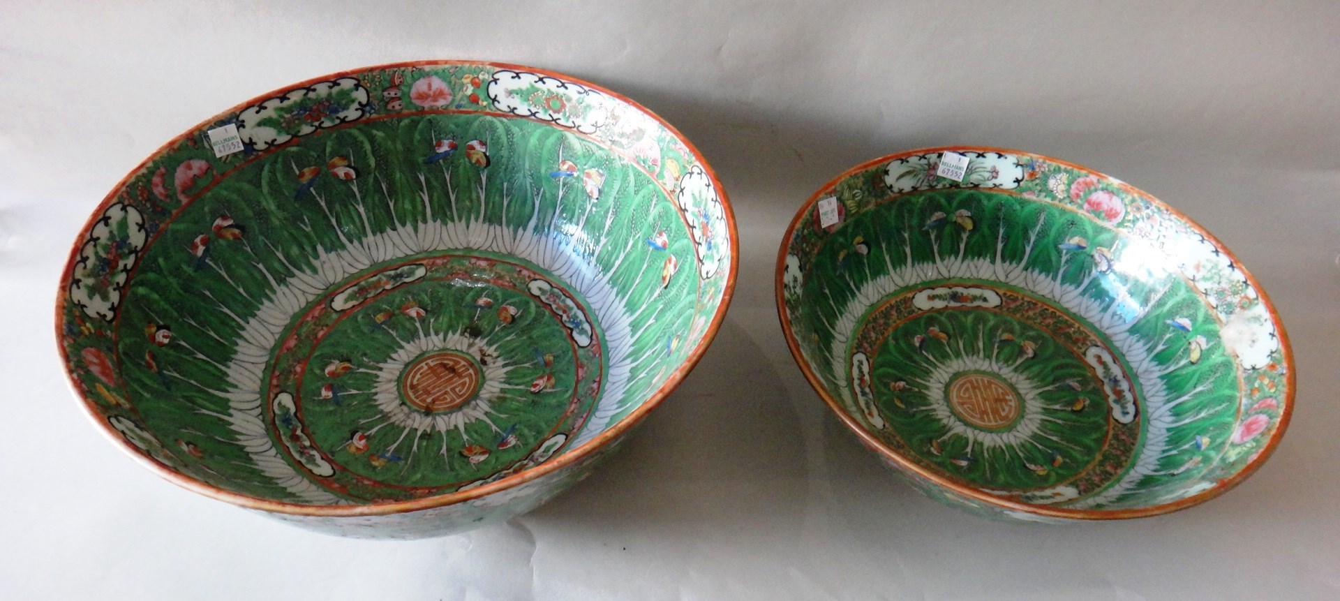 Appraisal: Two Canton famille rose bowls early th century each painted