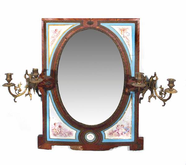 Appraisal: A Napoleon III gilt bronze and porcelain mounted mirror losses