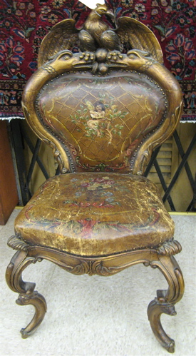 Appraisal: CARVED GILTWOOD SIDE CHAIR Continental early th century with painted