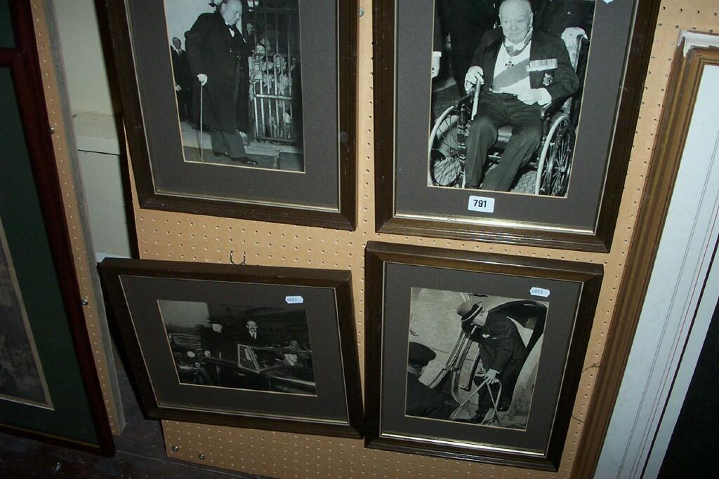 Appraisal: A set of four framed newspaper photographs of Sir Winston