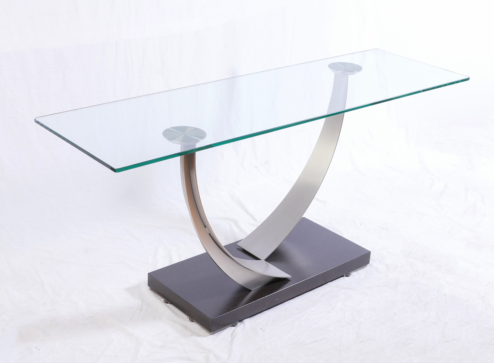 Appraisal: MODERN GLASS CHROME HALL SOFA TABLE Great looking modern table