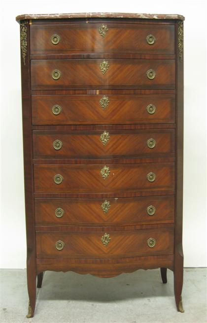 Appraisal: Louis XV style ormolu mounted marble top chest of drawers