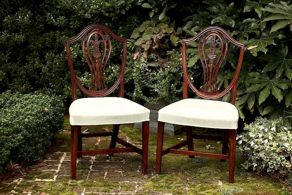 Appraisal: Prince Wales Sheraton Style Feather Chairs Four Prince of Wales