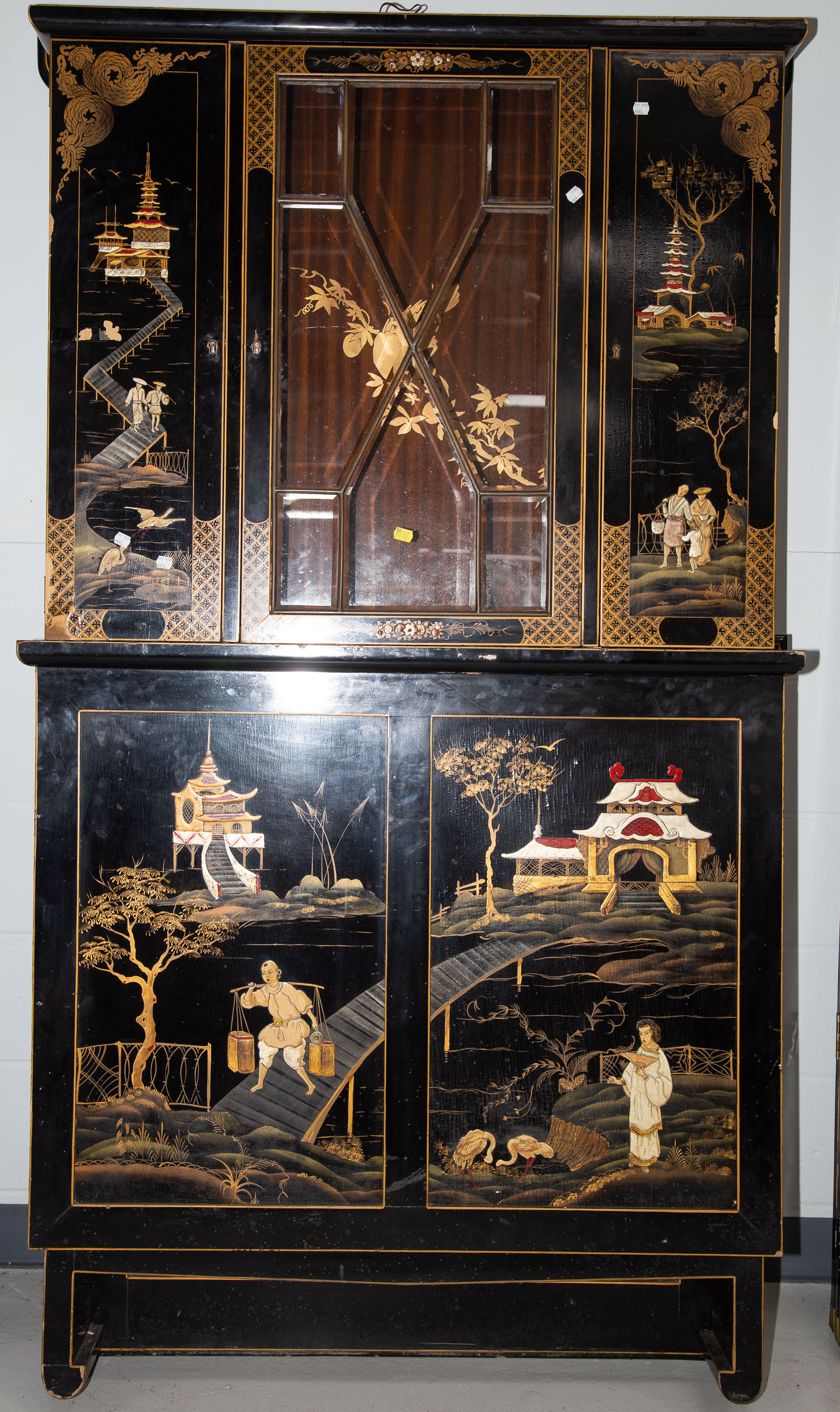 Appraisal: MODERN LACQUERED CHINOISERIE CABINET Approximately in H in W