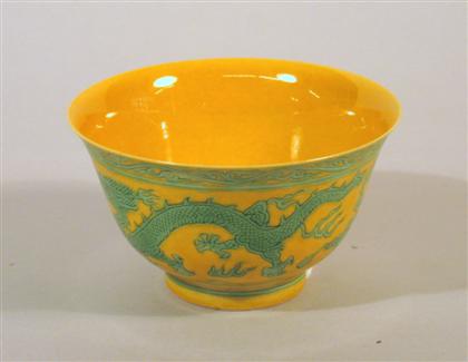 Appraisal: Chinese yellow and green glazed 'dragon' bowl daoguang mark late