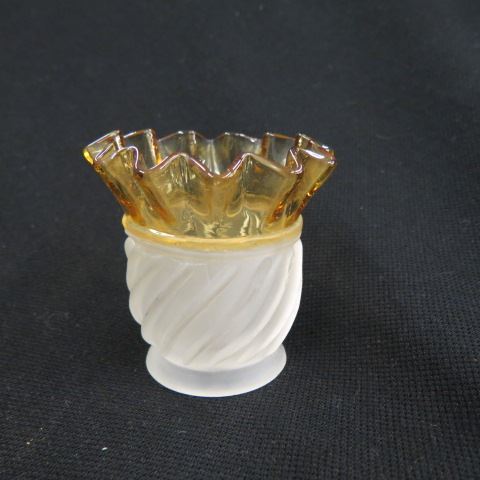 Appraisal: Francis Ware Art Glass Toothpick Holder swirl ruffle design excellent