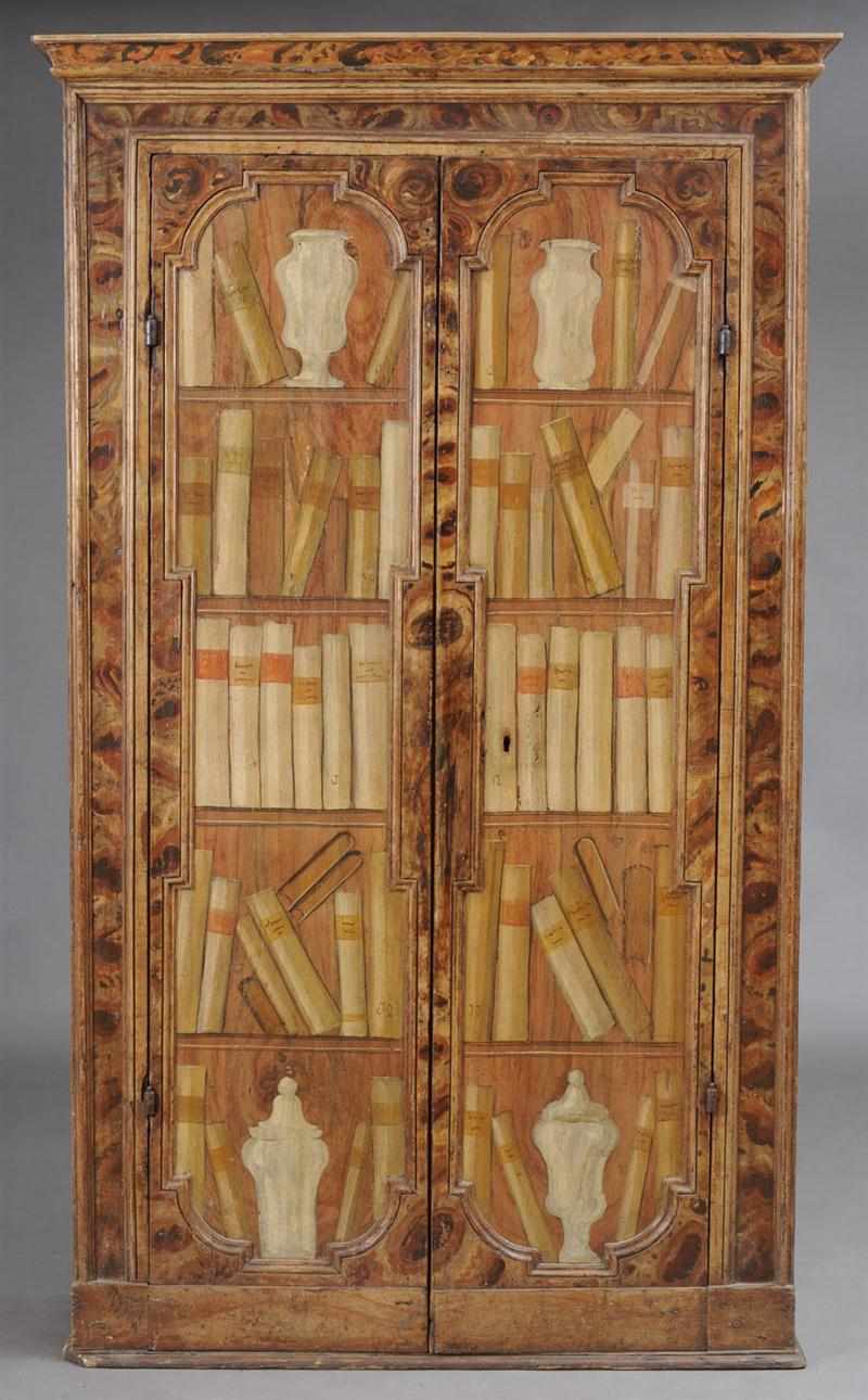 Appraisal: CONTINENTAL BAROQUE STYLE WOOD GRAINED ARMOIRE WITH TROMPE L'OEIL DOORS