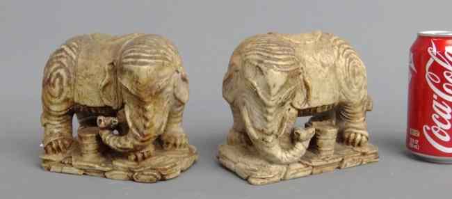 Appraisal: Pair marble elephants '' W '' Ht