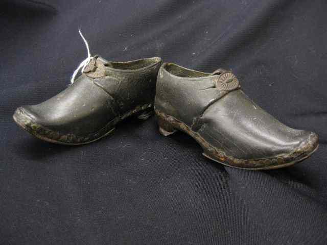 Appraisal: Pair of Antique Dutch Childs Shoes wood and metal circa