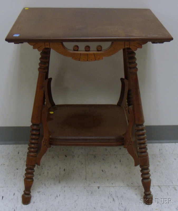 Appraisal: Late Victorian Carved Maple Occasional Table with Splayed Legs